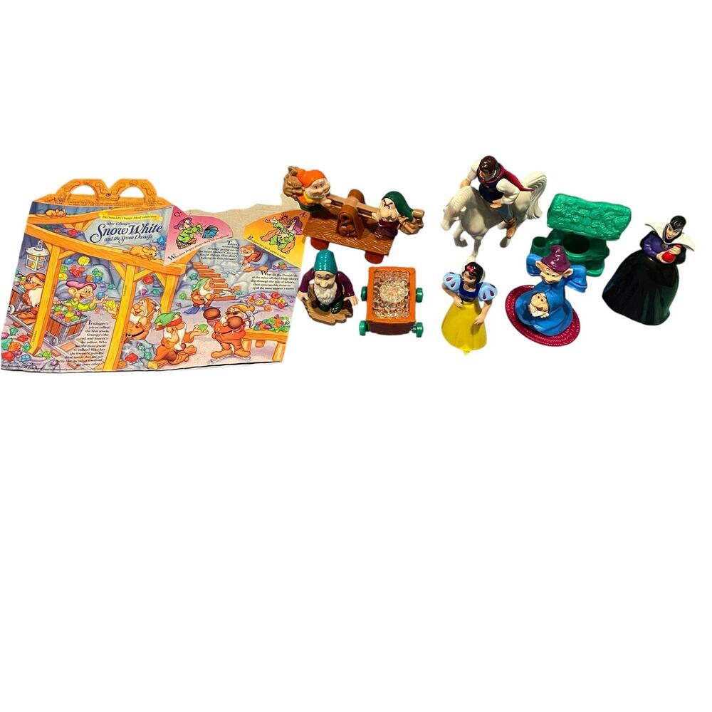 Disney Snow White &7 Dwarves 1993 McDonald’s Happy Meal Toys Full‎ Set And 1 Box